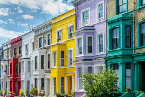 Maisons colorées dans Notting Hill à Londres
